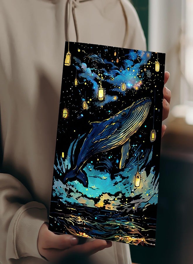 VTEAS 8 Sheet Noctilucent Scratch Art Rainbow Painting Paper with Pen/Cleaning Brush, Glow in The Dark Engraving Scratchboard(A4) for Teen & Adults, Sketch Card Creative Craft (Dolphin/Butterfly) - Image 5